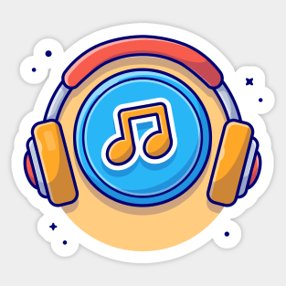 Music Notes Icon with Headphones Music Cartoon Vector Icon Illustration (2) Sticker